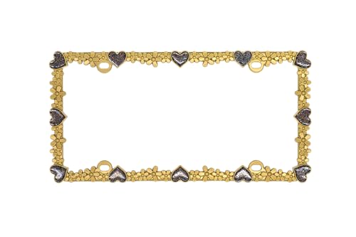 3D Shining Daisy Heart License Plate Frame from Pure Zinc Alloy Metal Perfect Plate Holder
