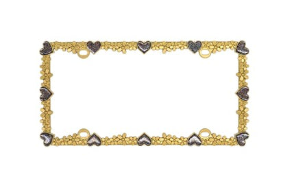 3D Shining Daisy Heart License Plate Frame from Pure Zinc Alloy Metal Perfect Plate Holder