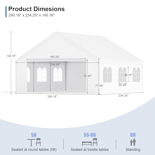 Carport 20' x 20’ Heavy Duty Portable Garage All