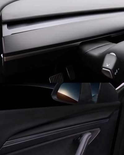 Matte Black Dashboard Cover and Front Door Cover Compatible with Tesla Model 3（2021 (2 Count)