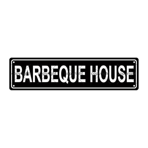 BARBEQUE HOUSE SPACE Metal Tin Street Sign Bar Cafe Garage Cave Home Room Wall Bathroom Farmhouse Garden Porch Patio Decor