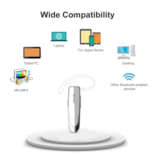 2 Pack] Bluetooth Earpiece V5.0 Wireless Handsfree Headset 24 Hrs Driving (2 Count)