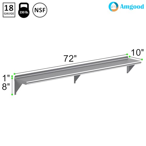10 in. x 72 in. Stainless Steel Wall Mount Shelf