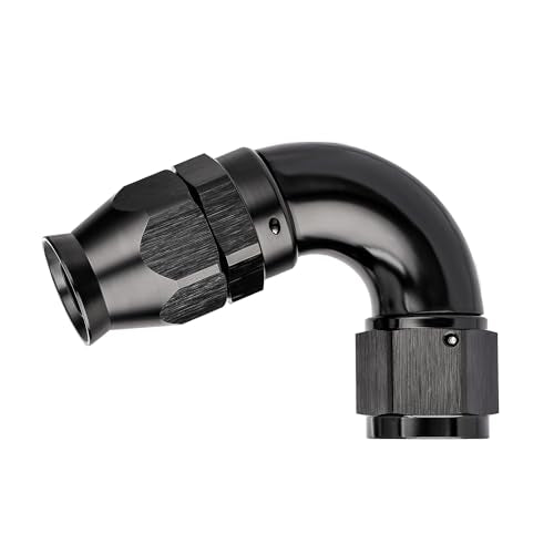 10AN 120 Degree PTFE One Piece Full Flow End Hose Fitting Aluminum Black