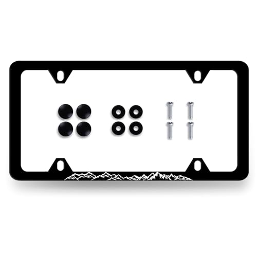 Stainless Steel Mountain Mountains License Plate Frame 12.2 x 6.2 Inch
