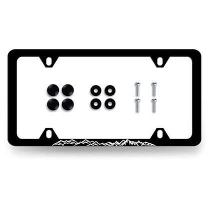 Stainless Steel Mountain Mountains License Plate Frame 12.2 x 6.2 Inch
