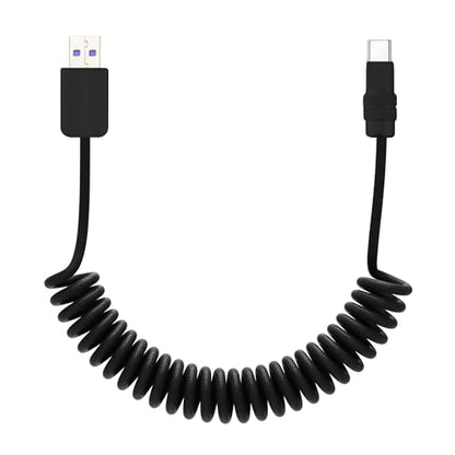 USB A to C 120W Braided Coiled Charging Cable