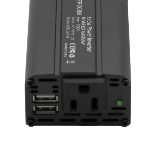 150W Power Inverter 12V DC to 110V AC Car Plug Adapter Outlet Converter with 2.4A Dual USB AC car Charger for Laptop Computer