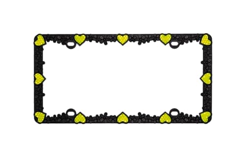 3D Daisy Heart License Plate Frame from Pure Zinc Alloy Metal Perfect Plate Holder