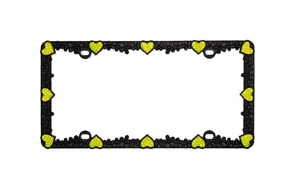 3D Daisy Heart License Plate Frame from Pure Zinc Alloy Metal Perfect Plate Holder