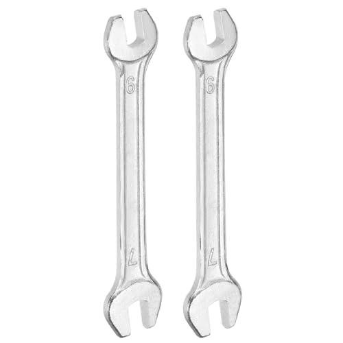 2pcs Double Open End Wrench 6mm x 7mm Metric 15 Degree Offset Angle Small Flat Head Wrench Galvanizing Open Ended Spanner for Automotive Repair Furniture Assembly (2 Count)