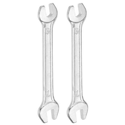 2pcs Double Open End Wrench 6mm x 7mm Metric 15 Degree Offset Angle Small Flat Head Wrench Galvanizing Open Ended Spanner for Automotive Repair Furniture Assembly (2 Count)