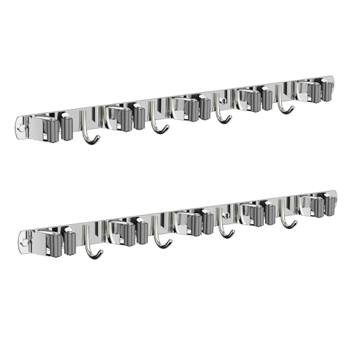 2 Pack Mop and Broom Holder Wall Mount (2 Count)