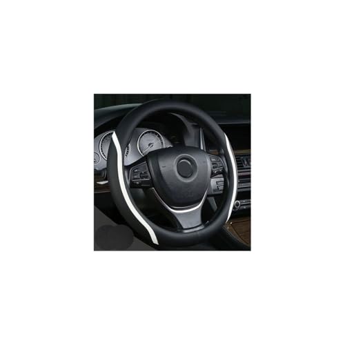 Steering Wheel Cover Black and White Leather Universal 14.5
