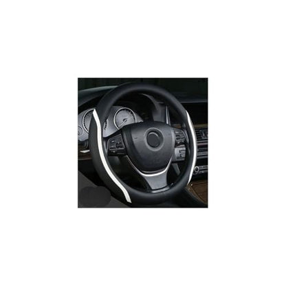 Steering Wheel Cover Black and White Leather Universal 14.5