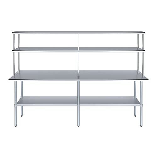 Stainless Steel Work Table Double Tier Overshelf