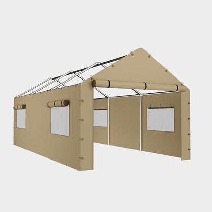 10 * 20 FT Carport Sidewall kit Panel Set of 4 with Mesh Windows and Double Head Zippers (4 Count)