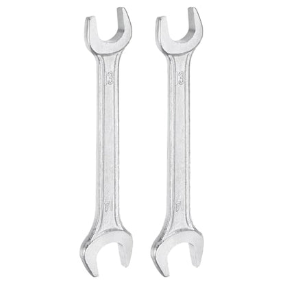 2pcs Double Open End Wrench 13mm x 14mm Metric 15 Degree Offset Angle Small Flat Head Wrench Galvanizing Open Ended Spanner for Automotive Repair Furniture Assembly (2 Count)