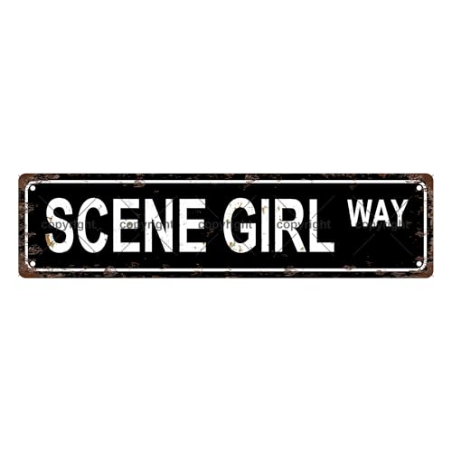SCENE GIRL WAY SPACE Metal Tin Street Sign Bar Cafe Garage Cave Home Room Wall Bathroom Farmhouse Garden Porch Patio Decor