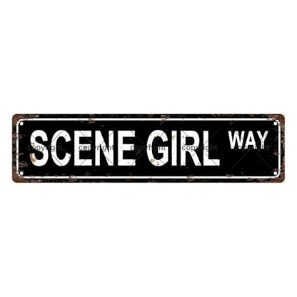 SCENE GIRL WAY SPACE Metal Tin Street Sign Bar Cafe Garage Cave Home Room Wall Bathroom Farmhouse Garden Porch Patio Decor