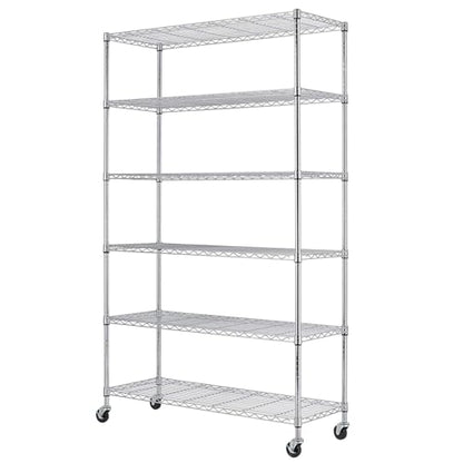 6 Tier Wire Storage Shelves with Wheels