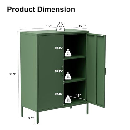Metal Storage Cabinet with Doors and Shelves