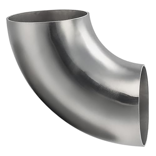 Cotonake OD 3.5 Inch 90 Degree SS304 Stainless Steel Bend Tube Exhaust Elbow Pipe for Car Modified Exhaust System 3.5" Piping Silver Tone