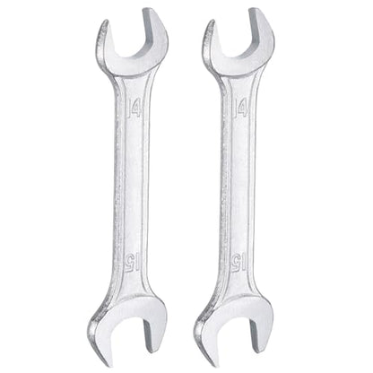 2pcs Double Open End Wrench 14mm x 15mm Metric 15 Degree Offset Angle Small Flat Head Wrench Galvanizing Open Ended Spanner for Automotive Repair Furniture Assembly (2 Count)