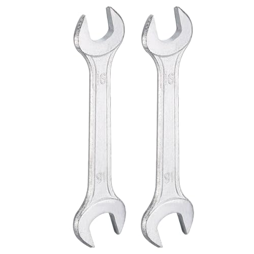 2pcs Double Open End Wrench 16mm x 18mm Metric 15 Degree Offset Angle Small Flat Head Wrench Galvanizing Open Ended Spanner for Automotive Repair Furniture Assembly (2 Count)