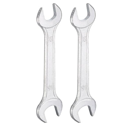 2pcs Double Open End Wrench 16mm x 18mm Metric 15 Degree Offset Angle Small Flat Head Wrench Galvanizing Open Ended Spanner for Automotive Repair Furniture Assembly (2 Count)