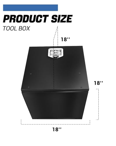 Heavy Duty Tool Box Chest Box Trailer Tongue Box for Pick Up Truck Bed RV Trailer Black Rectangle Truck Bed Storage with Side Handle (10 Count)