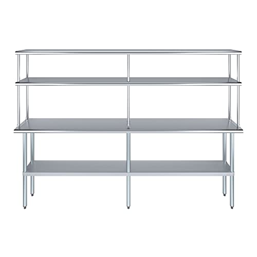Stainless Steel Work Table Double Tier Overshelf