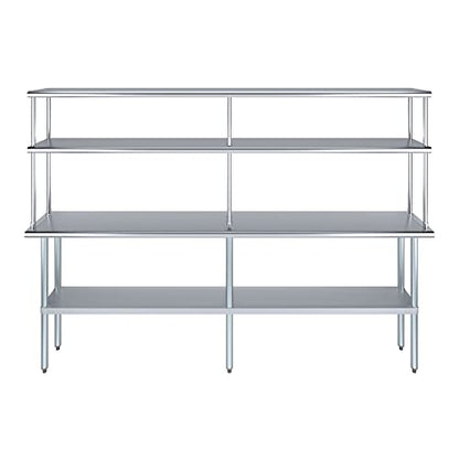 Stainless Steel Work Table Double Tier Overshelf