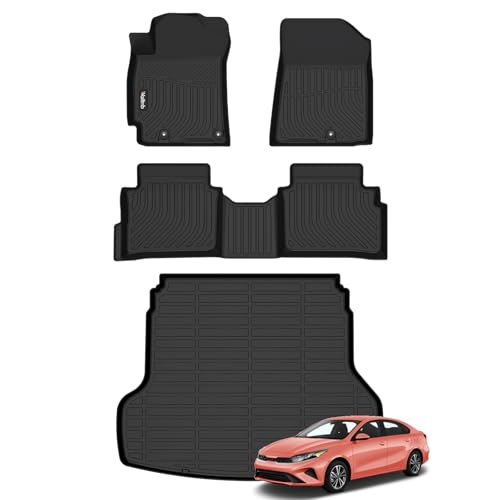 All Weather Car Floor Mats & Cargo Liner Set Custom for KIA Forte 2024 2023 2020 2021 2022 2019 TPE Full Set Accessories for Kia Forte 19