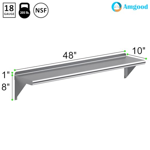 10 in. x 48 in. Stainless Steel Wall Mount Shelf