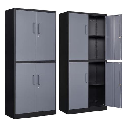 Metal Storage Locking Cabinet with 4 Doors and 2 Adjustable Shelves