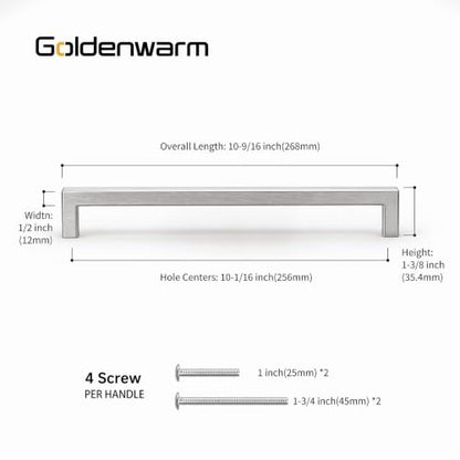 10 Pack 10 Inch Brushed Nickel Cabinet Pulls Kitchen Handles (10 Count)