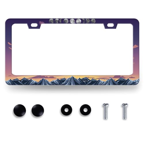 Moon Phase License Plate Frame Stainless Steel Mountains License Holder