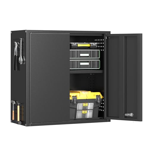 Metal Garage Wall Cabinet with 2 Doors and 1 Adjustable Shelf