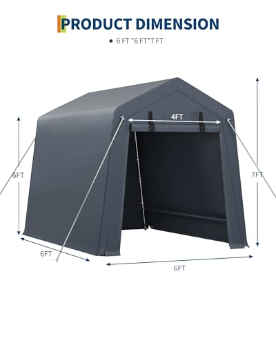 6x6 Ft Carport Heavy Duty Tent with Roll