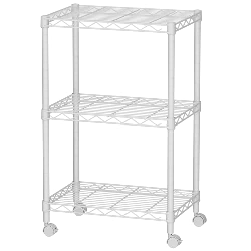 3 Small Wire Shelves Kitchen Pantry Close Home Organizers and Storage Bathroom Shelf Laundry Room Organization Adjustable Book Metal Garage Shelving Unit
