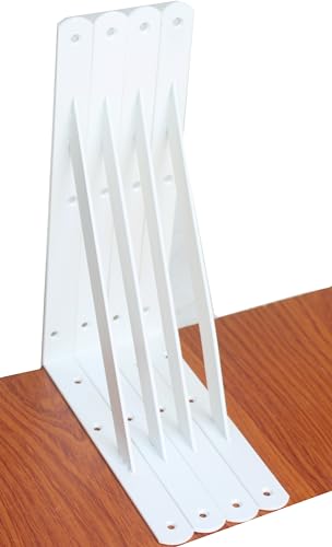 4 Pack L11 x H 8" White Heavy Duty Shelf Brackets with Screws Metal Shelf Brackets Shelf Support Angle Brackets for Shelves L Brackets Heavy Duty Floating Shelf (4 Count)