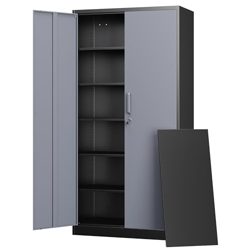 Metal Storage Cabinet with Lock Door and 5 Shelves