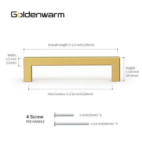 35 Pack 5 Inch Gold Cabinet Handles Brushed Brass Drawer Pulls