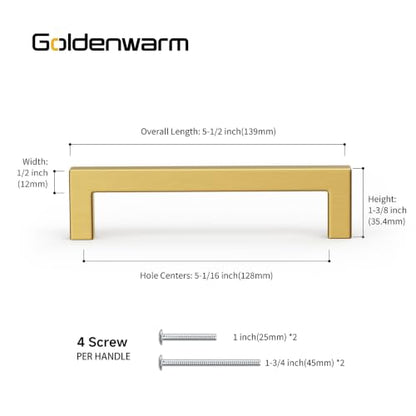35 Pack 5 Inch Gold Cabinet Handles Brushed Brass Drawer Pulls
