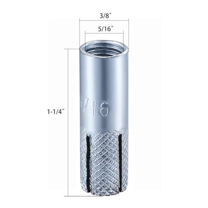 20 pcs) 5/16"-18 Premium Zinc Plated Carbon Steel Drop in Anchors Assortment, Knurled Drop-in-Anchor for Solid Concrete, Internal Forced Expansion Screw Bolts (20 Count)