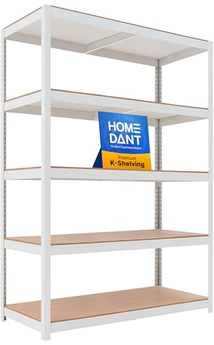 White 48.1" Deep 5 Tier Storage Shelves Garage Shelving Unit