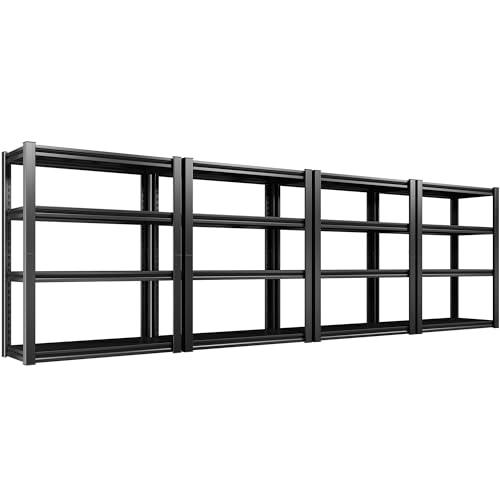 40" W Garage Shelving Heavy Duty Storage Shelves 56.9" H Metal Shelving Heavy Duty Load 1600LBS Adjustable Metal Shelves for Storage for Pantry Kitchen 40" W x 19.1" D x 56.9" H 4 Pack (4 Count)
