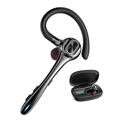 Bluetooth Headset Wireless Earpiece Earbuds with Noise Canceling Microphone 160H Standby Time Hands Free Headphones Single Ear Earphones for IOS Android Samsung Cell Phones Business Home Office Gaming