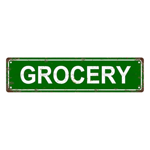 GROCERY SPACE Metal Tin Street Sign Bar Cafe Garage Cave Home Room Wall Bathroom Farmhouse Garden Porch Patio Decor